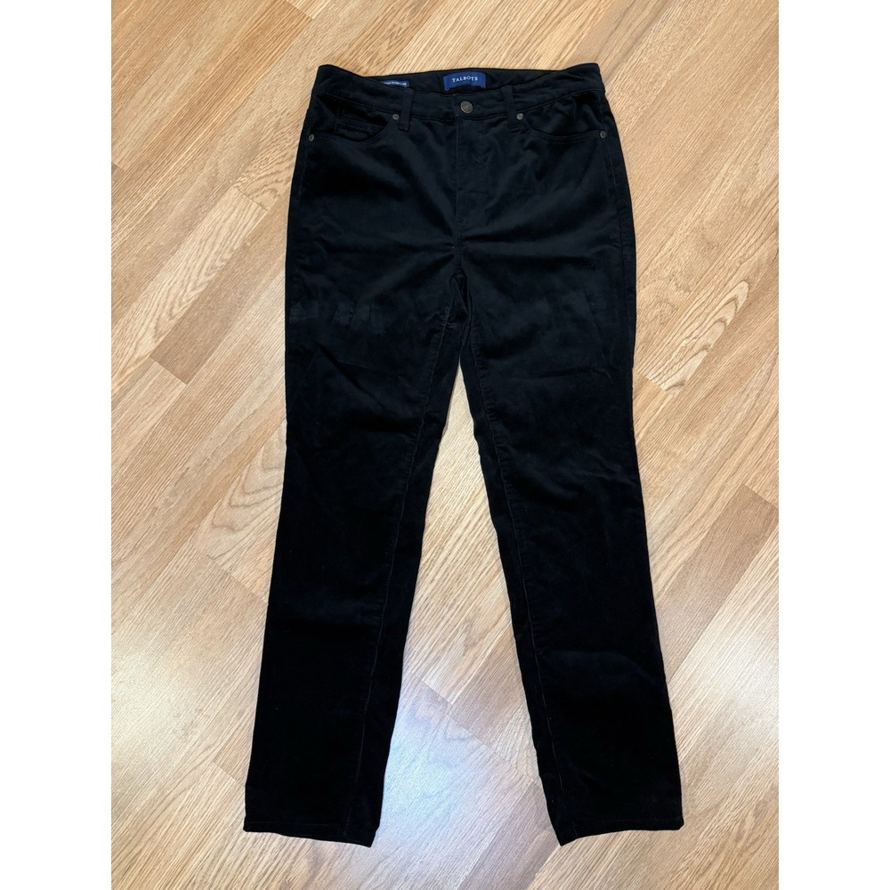 Talbots Black Corduroy Pants Stretch Sz 6P Petite Fall Winter Straight Leg
